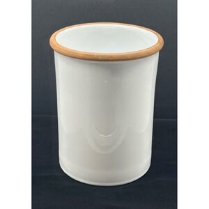 Pier 1 Italy White Ceramic Utensil Holder Wine Chiller Terracotta Rim Farmhouse